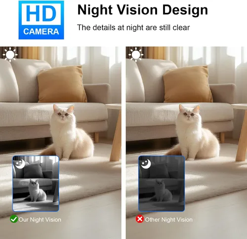 Vista 5 de Mini cámara inalámbrica HD giratoria de 180°, cámara de seguridad WiFi más pequeña, cámara de niñera portátil, visión nocturna, pequeñas cámaras