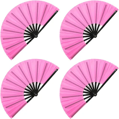 Vista 10 de Gionforsy 4 piezas de ventilador de tela de ventilador plegable grande chino Tai Chi ventilador de mano plegable decorativo para fiesta de baile