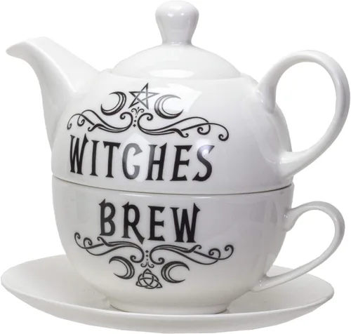 Vista 6 de Summit Collection Alchemy Gothic Witches Brew Tea For One Set Bone China Porcelana Juego de té de 3 piezas