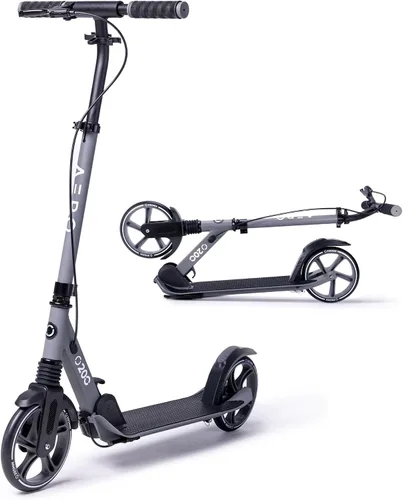 Vista 10 de AERO MOBILITY Patinete para niños de 6 años, adolescentes y adultos Ruedas iluminadas, freno de mano, alfombrilla de goma y absorción de impactos