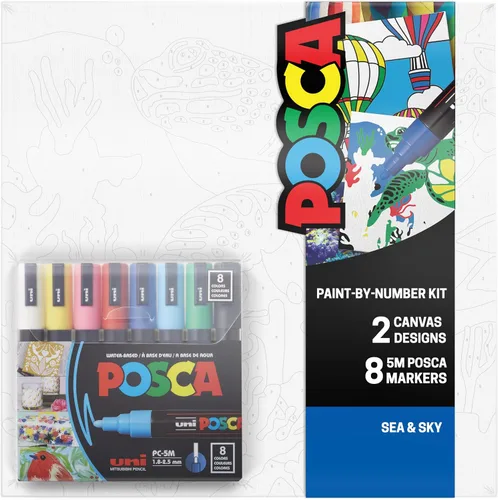 Vista 10 de POSCA® Kit de lienzo de pintura por número con 8 marcadores de pintura PC Boho