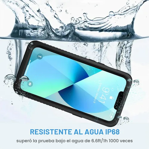 Vista 2 de Lanhiem Funda para iPhone 13 Mini, IP68, impermeable, a prueba de polvo, a prueba de golpes, con protector de pantalla integrado, cuerpo completo