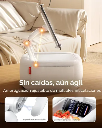 Vista 3 de LULULOOK Soporte de almohada Kindle ultra esponjoso para leer, soporte de almohada para tableta con cuenco de aperitivos y brazo plegable compatible