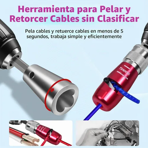 Vista 4 de Herramienta para pelacables de taladro para cable 8/10/12/14 AWG - Kit de pelado y torsión de cables de impacto estándar de EE. UU., herramienta