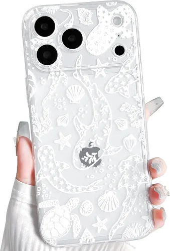 Vista 72 de NITITOP Funda para iPhone 13 Clear Sea Animal - Pez negro Pescado Negro