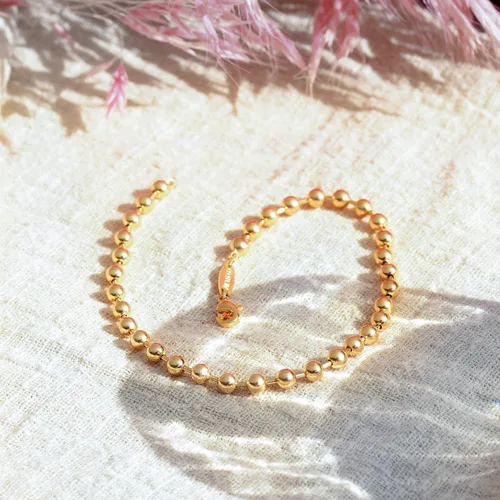 Vista 4 de Valloey Rover Pulsera de cadena de eslabones de oro delicada para mujer, chapada en oro de 14 quilates, simple y delicada, pulsera de eslabones