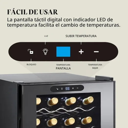 Vista 5 de Wine Enthusiast Refrigerador de vino con compresor de 20 botellas, 1.8 pies cúbicos para el hogar y la cocina, refrigeración de bajo consumo