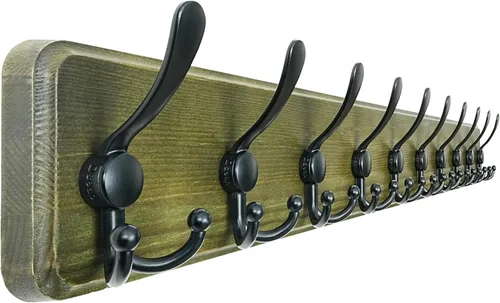Vista 26 de Dseap Perchero de Pared Montado - 5 Ganchos Triangulares, Resistente, Perchero de Pared de Madera para Abriggos, Sombreros, Chaquetas, Ropa, Negro