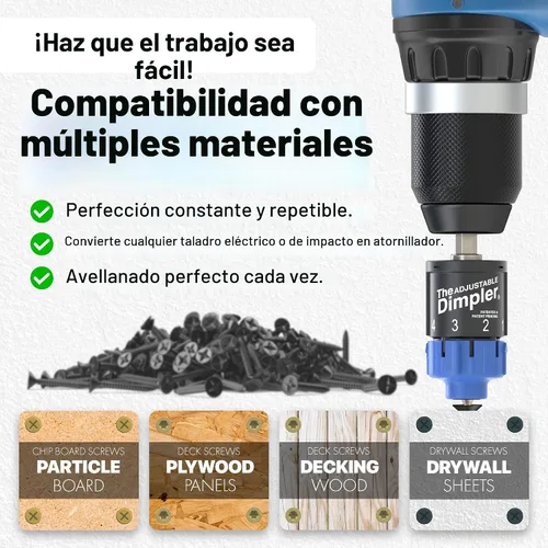 Vista 5 de Ajustable DIMPLER® - Broca para paneles de yeso y accesorio para pistola de tornillos, convierte el taladro en una pistola de tornillos para paneles