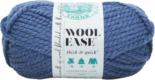 Vista 155 de Lion Brand Yarn - Ovillo de lana Wool-Ease Thick & Quick color fuerza aérea Super Bulky Wool Acrylic Blend Fiber for Soft Hats, Sweaters, Chunky