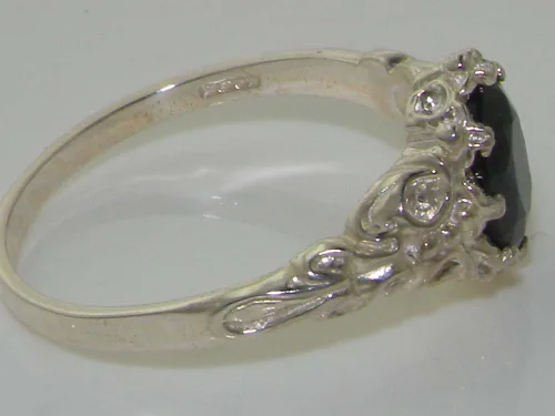 Vista 4 de Anillo de plata de ley 925 auténtica auténtica zafiro para mujer