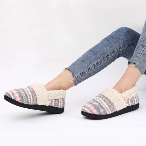 Vista 2 de Evshine Pantuflas mullidas de espuma viscoelástica con parte trasera cerrada para mujer, con forro polar, para interiores y exteriores