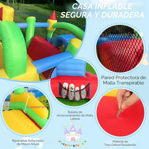 Vista 3 de Whubefy Casa de rebote para niños grandes de 8-12, 18 x 8.2 pies, curso de obstáculos inflable para niños de 3-6 con túneles dobles, tobogán grande