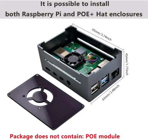 Vista 2 de GeeekPi Funda para Raspberry Pi 4, Pi 4 de aluminio con ventilador, disipador de calor Pi 4 para Raspberry Pi 4 Modelo B, carcasa alta compatible