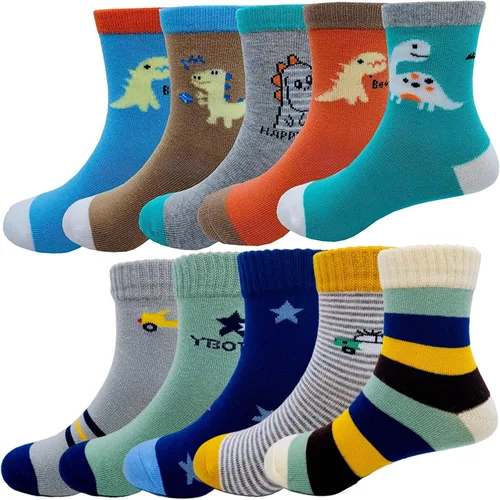 Vista 9 de Calcetines deportivos para niños Cczmfeas con diseño de dinosaurios animados, 10 pares Dinosaurios 2