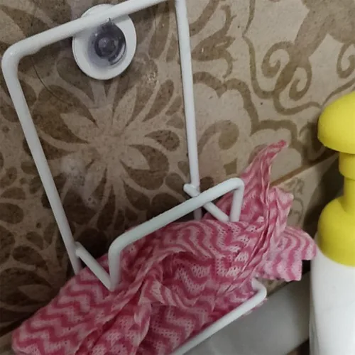 Vista 6 de Géneric Soporte de esponja de cocina, soporte de almacenamiento duradero para fregadero pequeño, organizador de metal, organizador de fregadero