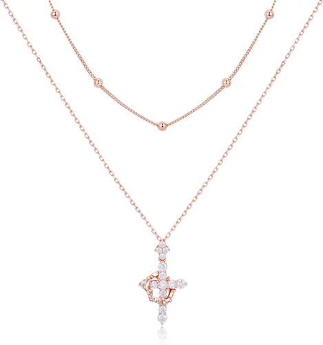 Vista 13 de YIMERAIRE Collar de Cruz Corona de Moissanita Mejorado Oro Vermeil de 14K 1.1 Quilates Delicado Helado Joyería de Cruz de Fe Cristiana Plata de Ley