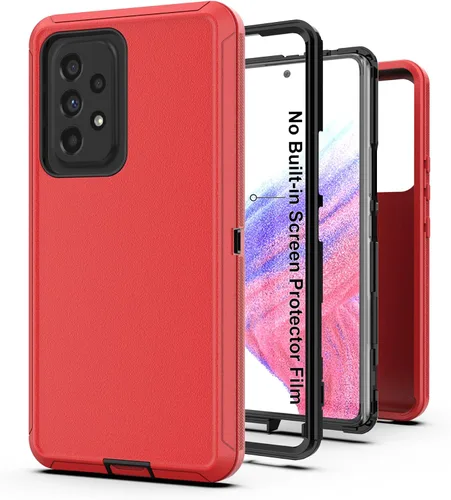 Vista 8 de Funda protectora resistente para Galaxy A53 5G, funda protectora resistente con [3 en 1] Cubierta de protección a prueba de golpes de goma Negro