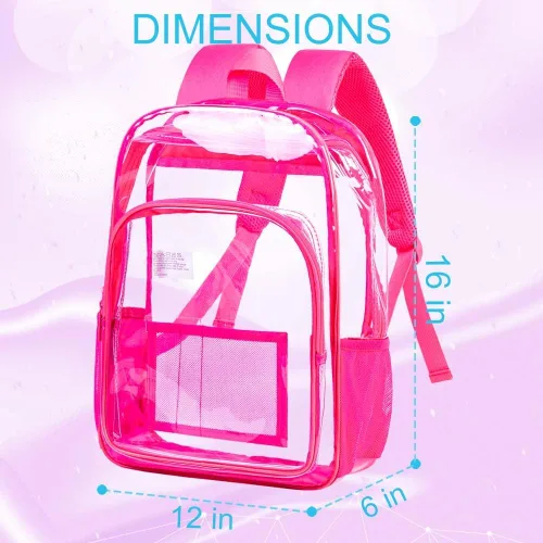 Vista 5 de AGSDON Mochila transparente, resistente bolsa transparente para libros, mochilas de PVC transparente para mujeres y hombres