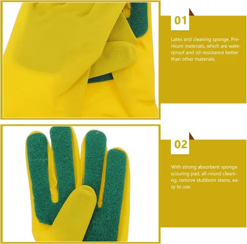 Vista 5 de ULTECHNOVO 1 par de guantes para limpiar guantes de látex guantes de limpieza para el hogar Guantelete Ar Handguard fregado almohadilla