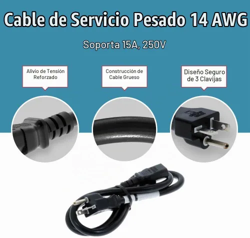 Vista 5 de CablesAndKits Cable de alimentación de CA resistente de 3 pies, 14 AWG NEMA 6-20P a C13
