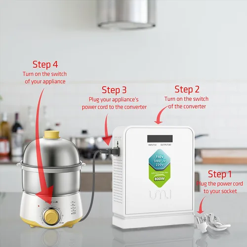 Vista 5 de UMI Step Up 110v a 220v Convertidor de voltaje 800W para Europa y Asia 220-240V Uso de electrodomésticos en EE. UU. Canadá México - Transformador