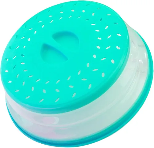 Vista 23 de Cubierta plegable para salpicaduras de microondas de 10.5 pulgadas, apta para lavavajillas, cubierta de placa de microondas con ventilación de azul