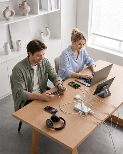 Vista 6 de BESTEK - Convertidor de 220 V a 110 V, convertidor de voltaje de CA de 300 W de EE. UU. a Europa con 2 USB-C (PD20w), convertidor de potencia Blanco