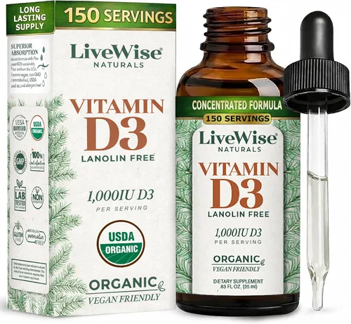 Vista 12 de Live Wise Naturals Vitamina para bebés D3 l USDA Orgánica Organic MCT Oil Formula For Kids and Toddler, Easy Absorption, Supports Immune and Bone