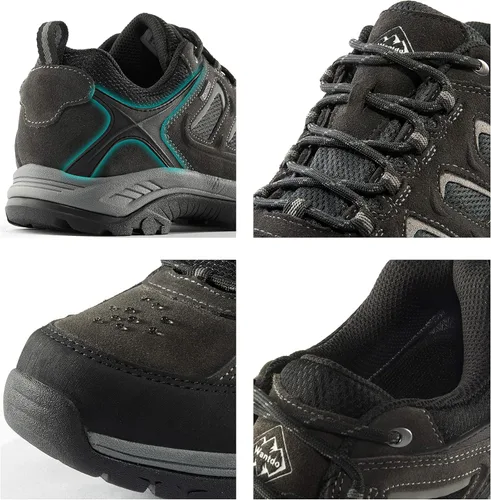 Vista 7 de wantdo Zapatos de senderismo impermeables de corte bajo para hombre, anchos, transpirables, antideslizantes, para senderismo, ciclismo de montaña