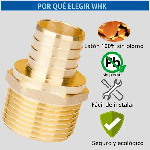 Vista 3 de WHK Paquete de 6 adaptadores PEX-B macho NPT (MNPT) de 1 pulgada x 1 pulgada