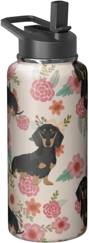 Vista 10 de Dachshund - Vaso de viaje aislado de acero inoxidable de 20 onzas con asa y pajilla, regalo para mujer, para el Día de la Madre, a prueba de fugas