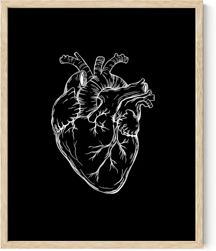 Vista 64 de HAUS AND HUES Impresión artística de corazón negro, 12 x 16 pulgadas, enmarcada, beige