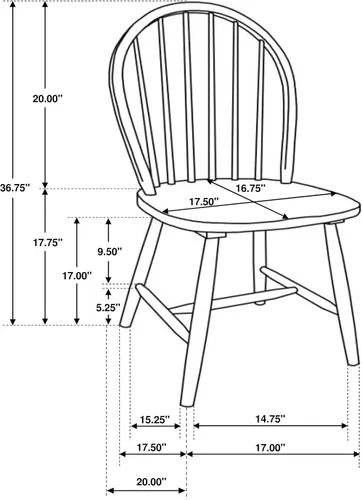 Vista 3 de Coaster Home Furnishings - Cinder - Madera dura asiática - Sillas de comedor sin brazos estilo Windsor con estilo rústico - Cocina y comedor