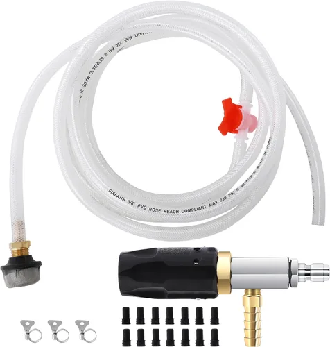 Vista 8 de JOEJET Kit de boquilla de inyección ajustable de largo alcance aguas abajo 4-4.5 GPM Pressure Washer Spray Nozzle with 1/4" Quick Connect, 15 FT