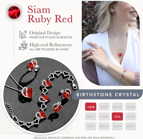 Vista 4 de Leafael Pulsera de eslabones de corazón infinito, piedra natal o piedra curativa para mujer, regalo de joyería de tono plateado para ella, cadena