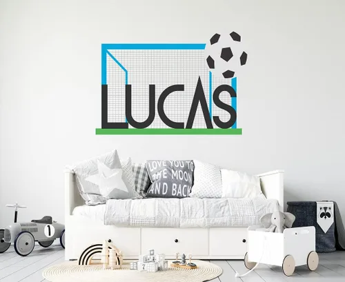 Vista 5 de Calcomanía de pared de fútbol con nombre personalizado, calcomanía de pared de fútbol, mural de pared de portería de fútbol personalizado