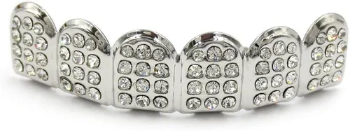 Vista 3 de JINAO Tapas de dientes con circonita cúbica chapada en oro de 14 quilates, con acabado de hip hop, brillantes y doradas, para hombres y mujeres