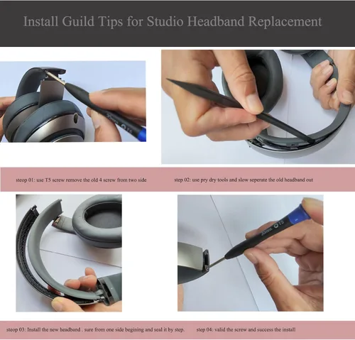 Vista 6 de Studio Pro - Accesorios de repuesto para banda de cabeza, auriculares inalámbricos Studio Pro con kit de reparación (negro)
