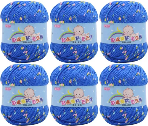 Vista 23 de Paquete de 6 hilos de ganchillo de algodón colorido para tejer suéter súper suave para mantas de bebé y ropa, sombrero, bufanda, 10.58 oz