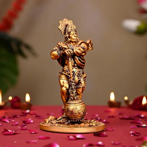 Vista 7 de Artarium Gran estatua de Hanuman Bahubali de 7.5 pulgadas, ídolo de Lord Hanuman, Bajrang Bali Murti, polvo de mármol y resina hindú figura de Dios