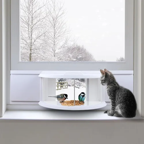 Vista 8 de Comederos para pájaros en ventana para ver – Comedero para pájaros de visión clara de 180°, duradero, elegante, se adapta a ventanas de 27 a 35