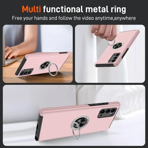 Vista 123 de Gritup - Funda para Galaxy A05S con protector de pantalla HD×2, funda protectora para teléfono a prueba de golpes con soporte magnético de anillo