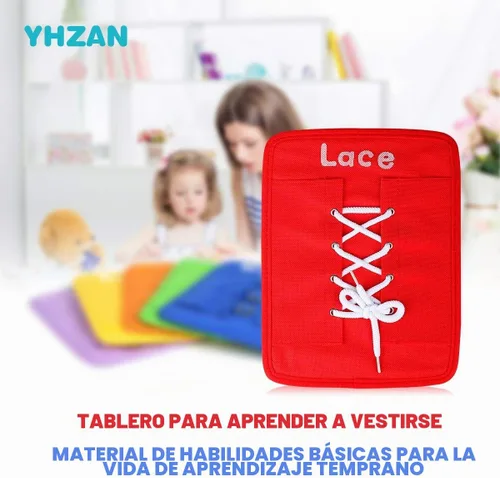 Vista 2 de Aprendizaje Temprano Básicas Habilidades para la Vida Básica Fina Tocador Suministros preescolares – Cremallera, Broche, Botón, Hebilla, Encaje