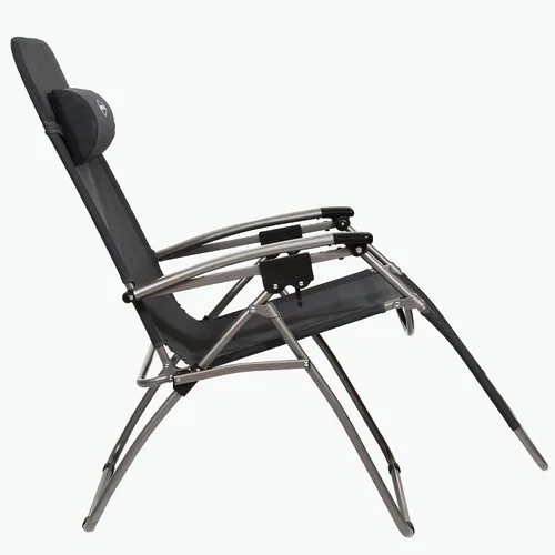 Vista 2 de Kamp-Rite Silla de césped plegable reclinable de gravedad cero, gris, 300 Negro