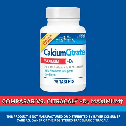 Vista 4 de 21st Century Citrate Plus D cápsulas máximas, 120 unidades, 27492, Cápsulas, 1