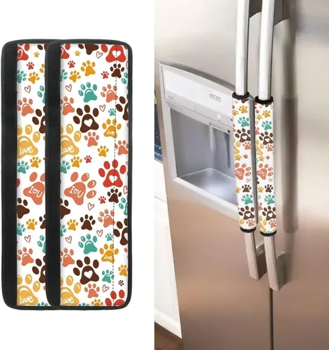 Vista 31 de Juego de 2 fundas para manija de puerta de refrigerador con estampado de copos de nieve de aguacate, protector de manija de puerta de cocina lavable