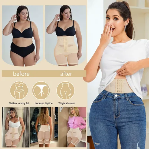 Vista 7 de Faja moldeadora de cuerpo para mujer, con control de abdomen, pantalones cortos para levantamiento de glúteos, fajas colombianas, entrenador
