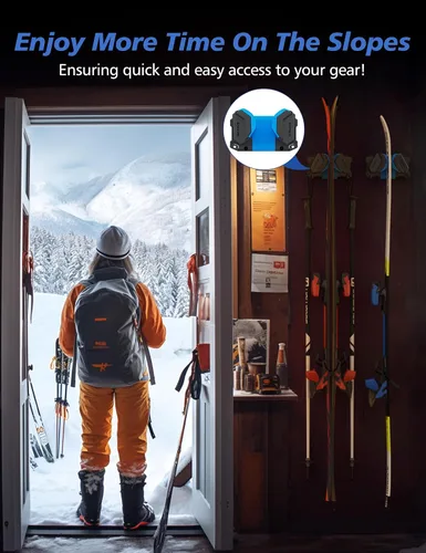 Vista 7 de Estante de pared para esquís y snowboard, soporte de pared para esquís y soporte de pared para esquís que ahorra espacio en el garaje, organizador