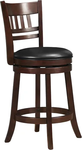 Vista 11 de Homelegance Taburetes giratorios tapizados de altura de barra con respaldos, Taburetes de bar de cuero sintético, 30 pulgadas de altura del asiento